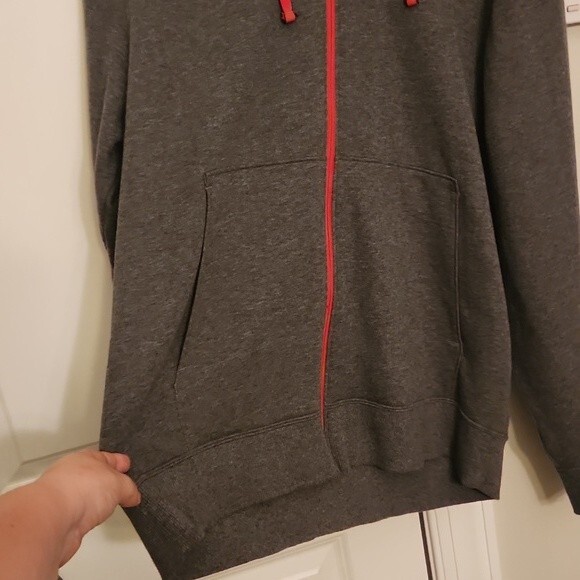 Under Armour Men's Gray & Red Zip-Up Hoodie Sweatshirt Size L - Picture 2 of 8